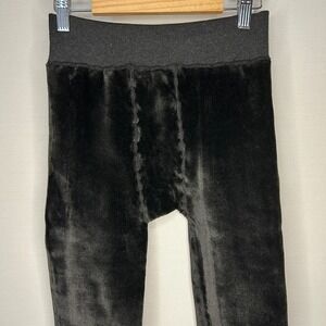 Black Velvet Leggings Cozy Activewear Loungewear Quiet Luxury Womens Extra Small